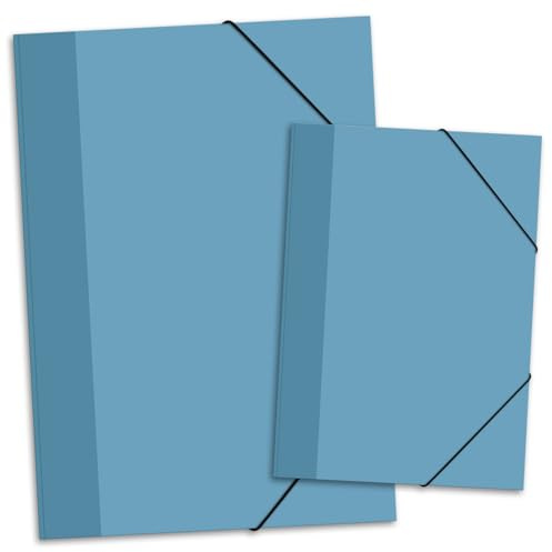 itenga Set Zeichenmappe DIN A3 und DIN A4 aus KARTON - Sammelmappe mit Motiv - FARBAUSWAHL - Gummizugmappe - für Kinder Jugendliche Schüler Mädchen Jungen (NORDIC BLUE)