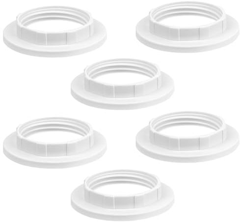 NUTTDOO Lampshade Reducer Ring,6 Pack E14 Plastic Screw Collar Ring 28MM,Lampshade Fittings E14 for Table Lamp,Ceiling Lights,Plastic Screw Bulbs Lamp Holder (E14-28MM)