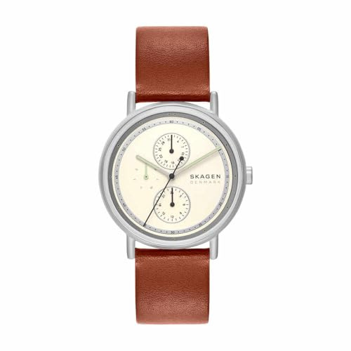 Skagen Signatur Uhr für Herren, Quarz Multifunktionswerk mit Edelstahl oder Lederarmband