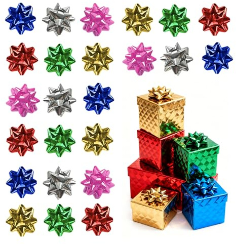 Mini Geschenkschleifen, 24 Stück Geschenkschleifen Selbstklebend Bunt, Weihnachts Geschenkschleife, Geschenk Dekoration Schleife für Weihnachten Geschenkverpackung, Geburtstagsgeschenk Verpackung