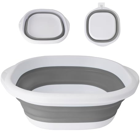 SZWLJ Grey & White Small(3.5L) Thickened Collapsible Washing Up Bowl