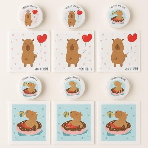 KAMACA 6er Set Magische Handtücher Baumwoll - Zauberhandtücher für Kindergeburtstag Party-Mitgebsel kleine Geschenke Lustige Überraschung Mitbringsel Groß & Klein (6er Set Capybara)