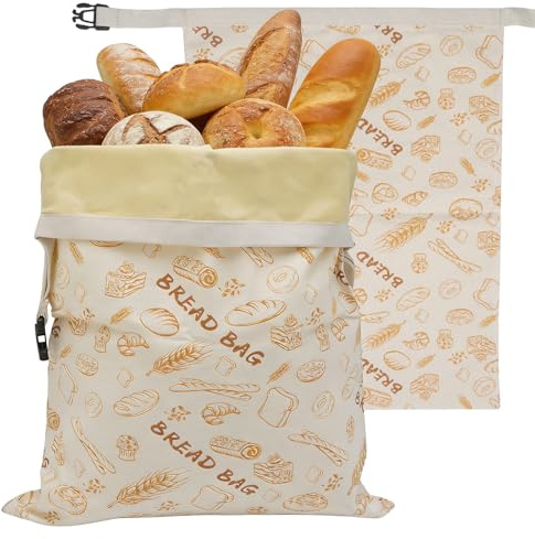 Hoypeyfiy 43cm × 33cm 2er-Pack Brottaschen aus Baumwolle mit Natürlicher Bienenwachsbeschichtung, Ideal für die Heimische Küche und Backbegeisterte
