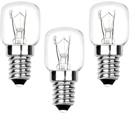 Volink Lot de 3 Four Ampoules, E14 25W Lampe de Sel Résistante à 300 °C Blanc Chaud 2700K AC 220–240V T22 Petite vis Edison Ampoule pour Four Micro-ondes Lampe à Sel Hotte Réfrigérateur Sauna