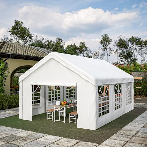 Auto-Zeltgarage 4x6m wasserdicht Winterfest mit beidseitigen Rolltoren, stabiles Stahlgerüst als mobiler Carport für Fahrzeug, Garage, Lagerzelt oder Camping-Überdachung – abnehmbares Dach