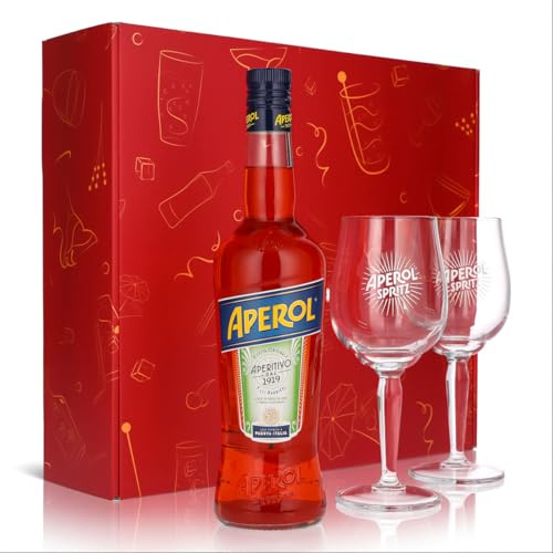 Sipply Geschenkset 3-teilig mit 2 Signature Spritz Gläser und 1 Flasche Aperol Spritz 0,7l 11% Vol. | mit Geschenkverpackung: Pink | Geschenk für Frauen Männer Papa Freundin zu Weihnachten Ostern