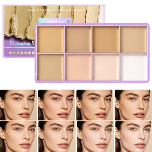 YIBABY Soft Matte Cream Concealer Palette, Vollständige Abdeckung, Korrigiert Dark Circles Red Marks & Softens Fine Lines, Feuchtigkeitsspendende Wasserdicht Betont Langanhaltend (8 Farben - Light)