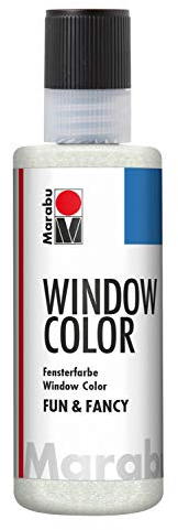 Marabu 04060004582 - Window Color fun & fancy, glitzer silber 80 ml, Fensterfarbe mit Glitter Farbe auf Wasserbasis, ablösbar auf glatten Flächen wie Glas, Spiegel, Fliesen und Folie