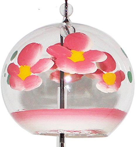 Carillon à vent japonais en verre peint à la main Fleur Rose