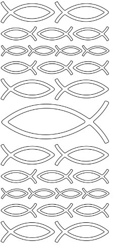 Konturensticker Fische Christenfisch, silber zur Kommunion und für Einladungskarten, Bogen 10x23 cm *Abziehsticker* *Klebesticker*