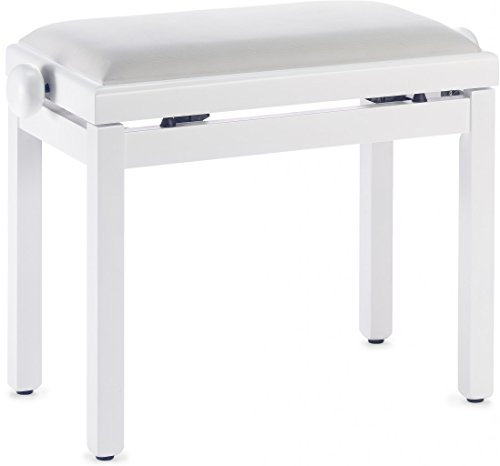 Stagg PB39 WHM VWH Klavierbank mit mattweißem Finish und weißem Samtsitz