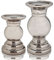 CHICCIE Keramik Kerzenhalter Racheal Silber 20cm 15cm - Kerzenständer Kerzenleuchter (2 Set - 20cm & 15cm)
