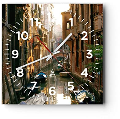 ARTTOR Moderne Wanduhr 40x40cm Quadrat Glasuhr Architektur Städte - 2532