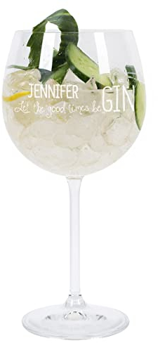 Herz & Heim® Gin & Tonic Glas mit Gravur des Namens - let the good times beGIN
