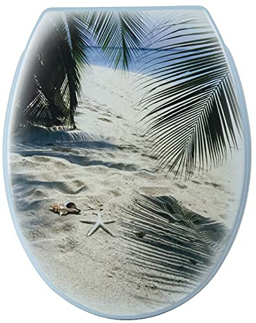 Sanlux 40385 6 Sitz Urlaubsfeeling, Toilettensitz, WC-Brille aus Thermoplast, Klodeckel, Toilettendeckel, Metall-Scharnier, Universal