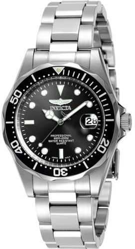 Invicta Pro Diver 8932 Watch - Waterproof - Analogue - Quartz Movement - Stainless Steel with Black dial - 37mm