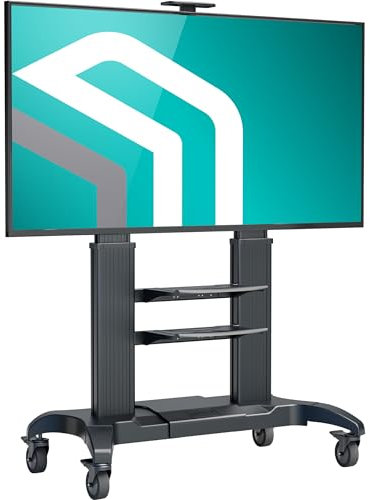 ONKRON Mobile TV Stand on Wheels for 60-100 Screen, Heavy Duty Portable TV Stand up to 136,4 kg - TV Trolley Stand on Wheels VESA 200x200-1000x600/Height Adjustable TV Floor Stand TS2811-B Black