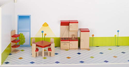 Puppenmöbel Küche aus Holz goki Basic Puppenhaus Puppenstube mit Palandi® Sticker