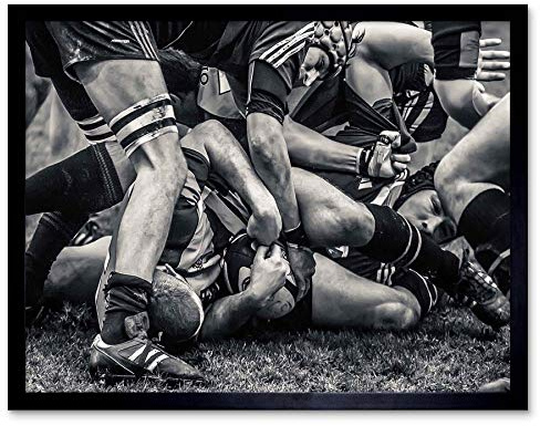 Wee Blue Coo Photo Sport Rugby Football Close Up Scrum Players Ball Game Art Print Framed Poster Wall Decor 12X16 Inch