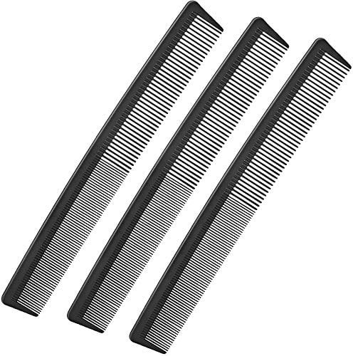 3 Pack Black Carbon Barber Fiber Cutting Comb, Fine Tooth Hair Comb, Hairdressing Styling Combs, Heat Resistant (Style G)