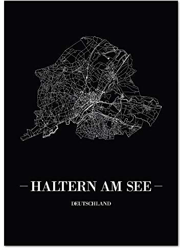 JUNIWORDS Stadtposter - Wähle Deine Stadt - Haltern am See - 60 x 90 cm Poster - Schrift A - Schwarz