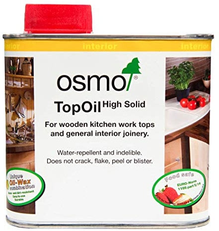 Osmo TopOil - High Solid Oil 3037, White Satin, 500ml - Durable Wood Oil for Wooden Kitchen Surfaces, Water-Resistant & Food Safe, Wood Treatment & Wood Finish
