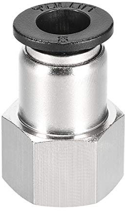 sourcing map Pression Connexion Tube Raccord Adaptateur 8mm Tube Diamètre Externe X 1/4 PT Femelle Droit Pneumatique Connexion Tuyau Raccord