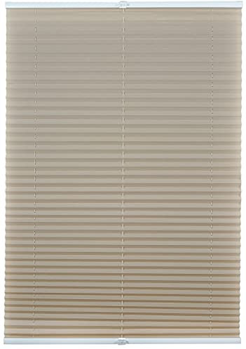 ondeco Plissee ohne Bohren mit Klemmträger viele Farben, Sonnenschutz für Fenster innen, Lichtschutz und Blickdicht, Plissee klemmfix Faltrollo Sichtschutz für Tür Beige 80x130 cm