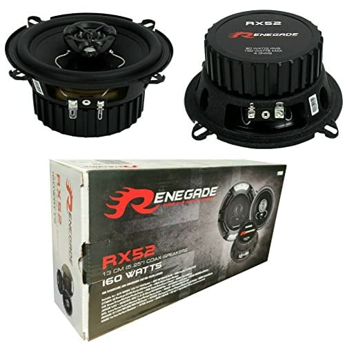 2 ALTOPARLANTI RENEGADE RX52 coassiali a 2 vie 5,25 13,00 cm 130 mm 80 watt rms 160 watt max impedenza 4 ohm 92 db spl auto neri, a coppia