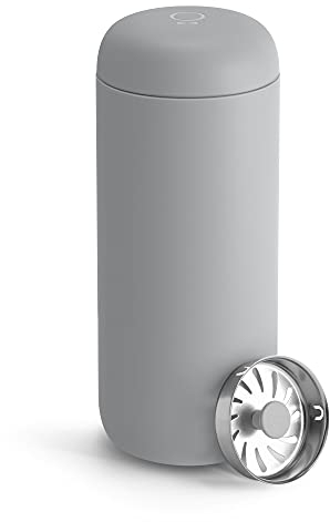 Fellow Carter Move Travel Mug - Vacuum-Insulated Stainless Steel Coffee and Tea Tumbler with Ceramic Interior and Splash Guard, Matte Grey, 16 oz Cup