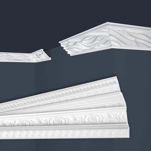 Marbet Deckenleisten weiß Sparpaket aus Styropor EPS - Stuckleisten gemustert, im traditionellen Design - (20 Meter B-14) Zierleiste Eckleiste Eckprofile Stuck