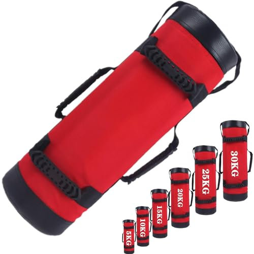 YZBBSH Power Bag Fitness Gewichtstasche Sandsäcke Mit 6 Griffen & Reißverschluss Hochleistungs Verstellbare Gewichtssack Sandbag 5KG - 30KG,Rot,25kg