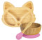 Tiny Dining Baby-Geschirrset – Fuchs – Rosa – 3-teilig – geteilter, rutschfester, selbsternährender Baby-Entwöhnungsteller, Schüssel und Löffel aus Bambus für Babys