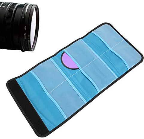 Étui de filtre 6 poches Objectif de caméra Filtres de transport Nylon Sac de rangement antichoc Étui portefeuille Pochette de photographie Filtre Sac de transport adapté pour filtre d'appareil photo O
