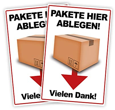 2 Stück XXL Hier Paket ablegen Schilder 30 x 40 cm Abladestelle Kennzeichnung aus Stabiler PVC Hartschaumplatte 5 mm mit UV-Schutz von STROBO