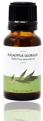 Leucosia Olio Essenziale Eucalipto 100% Puro, 15 ml, Eucalyptus globulus, Distillazione a Vapore, Purificante e Tonificante, Per Diffusori, Suffumigi, Aromaterapia