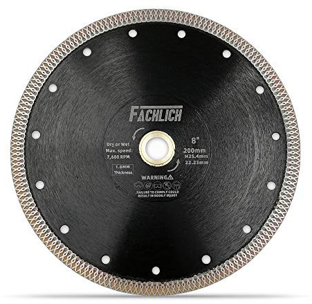 FACHLICH Diamant Trennscheibe 200MM Turbo Mesh Diamantklinge mit X Felgensegment für Hart Keramik Porzellan Fliesen Granit