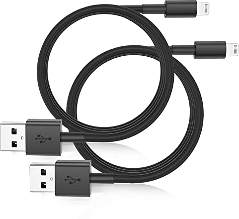 iPhone ladekabel 1m, 2er Pack (3 ft) [Apple MFi Zertifiziert] Ladegerät Lightning auf USB Kabel Kompatibel iPhone 12/11 Pro/11/XS MAX/XR/8/7/6s/6/plus,iPad Pro/Air/Mini,iPod，Schwarz