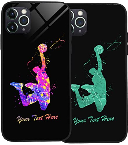 PrintMyPhoneCase Personalised Case for iPhone 11, Slim Anti Scratch Glass panel with shockproof TPU Rims | Glow in the Dark Case | Custom Phone Case-Basketball-2