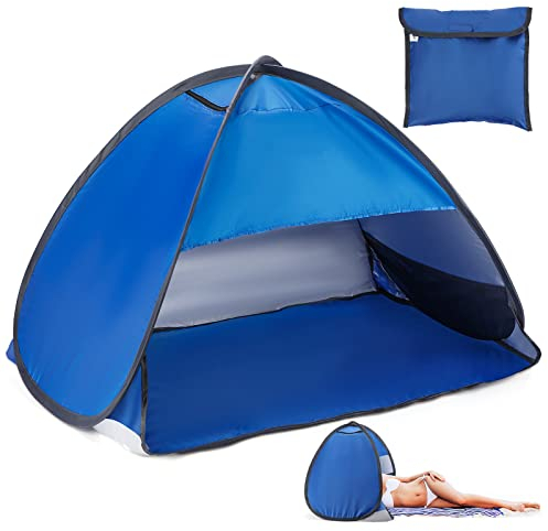 zerotop Carpa de Playa emergente Mini Tienda Carpa de Playa portátil Refugio para el Sol Tienda de Campaña Beach Sun con Bolsa de Almacenamiento Tienda de Reposacabezas Para Interior y Exterior,azul