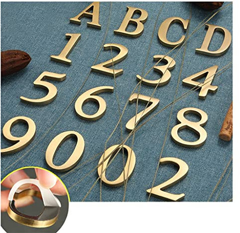 1Pcs Golden Brass Numbers Wall Decoration/Door Plates, 65mm Retro Metal Hotel Dormitory Room Number Door Plates, Self-adhesive (Color : Number 8)