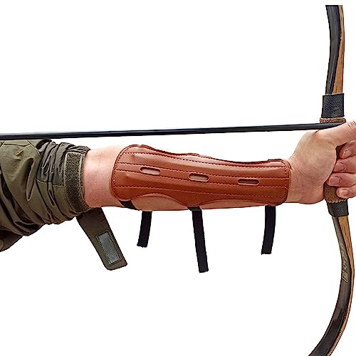 ZAHD Protector de Brazo de Tiro con Arco Protector de antebrazo para tiro con arco con una cómoda funda de cuero para proteger el brazo de lesiones Funda con tirantes ajustables