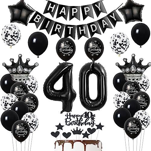 40. Geburtstag Dekoration Schwarz Tortendeko 40. Geburtstag Mann Luftballon 40 Geburtstag Frauen Mann deko torte 40. Geburtstag Mann Frauen Ballon Geburtstagsdeko 40 Jahre Frau Männer Schwarz