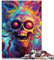 Puzzle Trippy Psychedelic Skull für Erwachsene, 1000 Teile, für Erwachsene, Familien-Papppuzzles, Lernspiel, Größe: 26 x 38 cm
