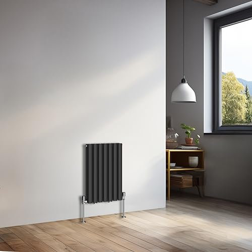 NRG 600x413mm Horizontal Oval Double Panel Radiator Heater Column Radiator Central Heating Radiators Black
