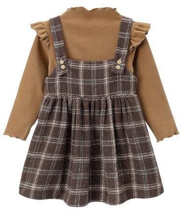 Miipat Bambino Ragazze Vestiti Manica Lunga Top Vestito Ragazza Caduta 2pcs Completini e Coordinati per Bambina Bretelle Gonna Body Set 100 2-3 Anni