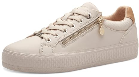 s.Oliver Damen Sneaker flach mit Reißverschluss Freizeit, Beige (Beige), 41 EU