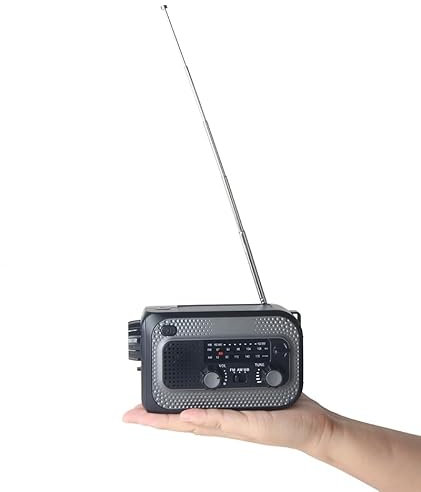 Winnes Kurbelradio, Notfallradio mit 4000mAh Akku, Tragbares Solar Radio mit Handyladefunktion, AM/FM/SW-Radio, LED Taschenlampe, SOS Alarm für Camping, Outdoor und Notfälle.