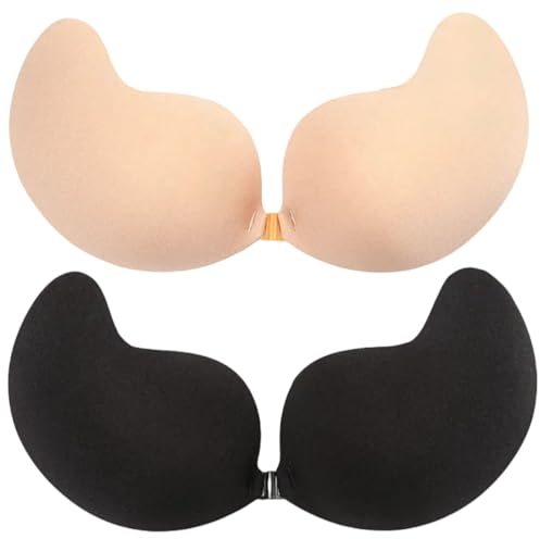 Reggiseno Invisibile, Reggiseno Adesivo, Coppe Adesive Seno, Push Up Copricapezzoli Sticky Bra, Riutilizzabile Silicone Adesivo Traspirante Invisibile Reggiseni Senza Spalline con Copricapezzoli