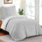 Dreamzie - Housse de Couette 140x200 cm avec 1 Taie Oreiller 65x65 cm - Gris Clair/Blanc - Parure de Lit 140x200 en 100% Microfibre - 2 Pièces - Certifié sans Produits Chimiques (Oeko TEX)